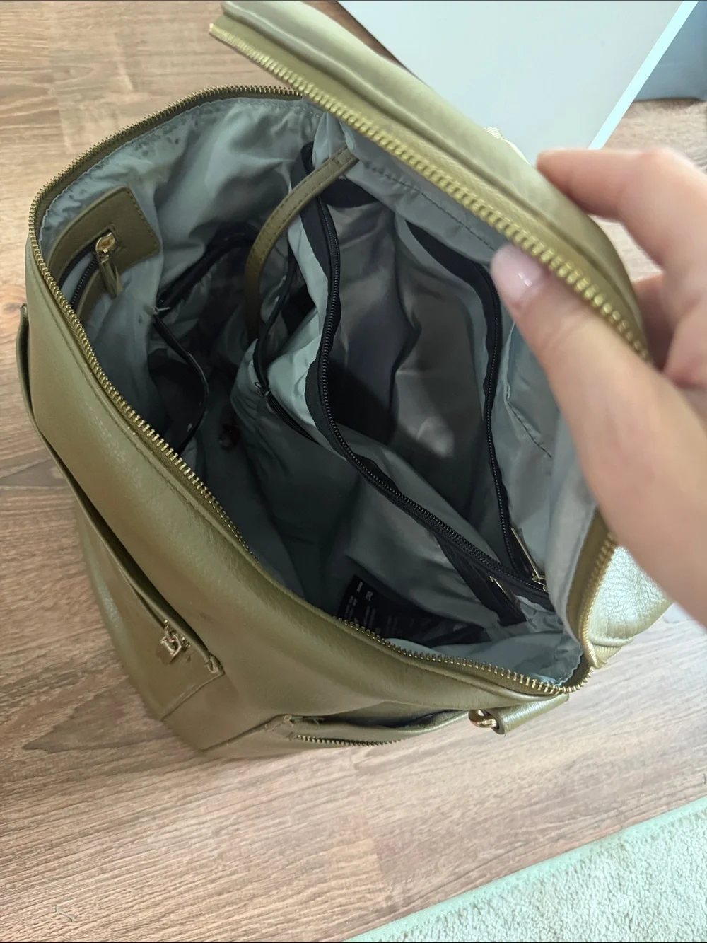 Olive Green Baby Bag Backpack - Compact Diaper Bag